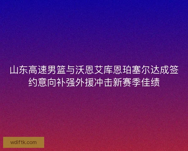 山东高速男篮与沃恩艾库恩珀塞尔达成签约意向补强外援冲击新赛季佳绩 山东高速男篮与沃恩艾库恩珀塞尔达成签约意向补强外援冲击新赛季佳绩