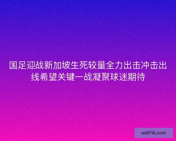 国足迎战新加坡生死较量全力出击冲击出线希望关键一战凝聚球迷期待